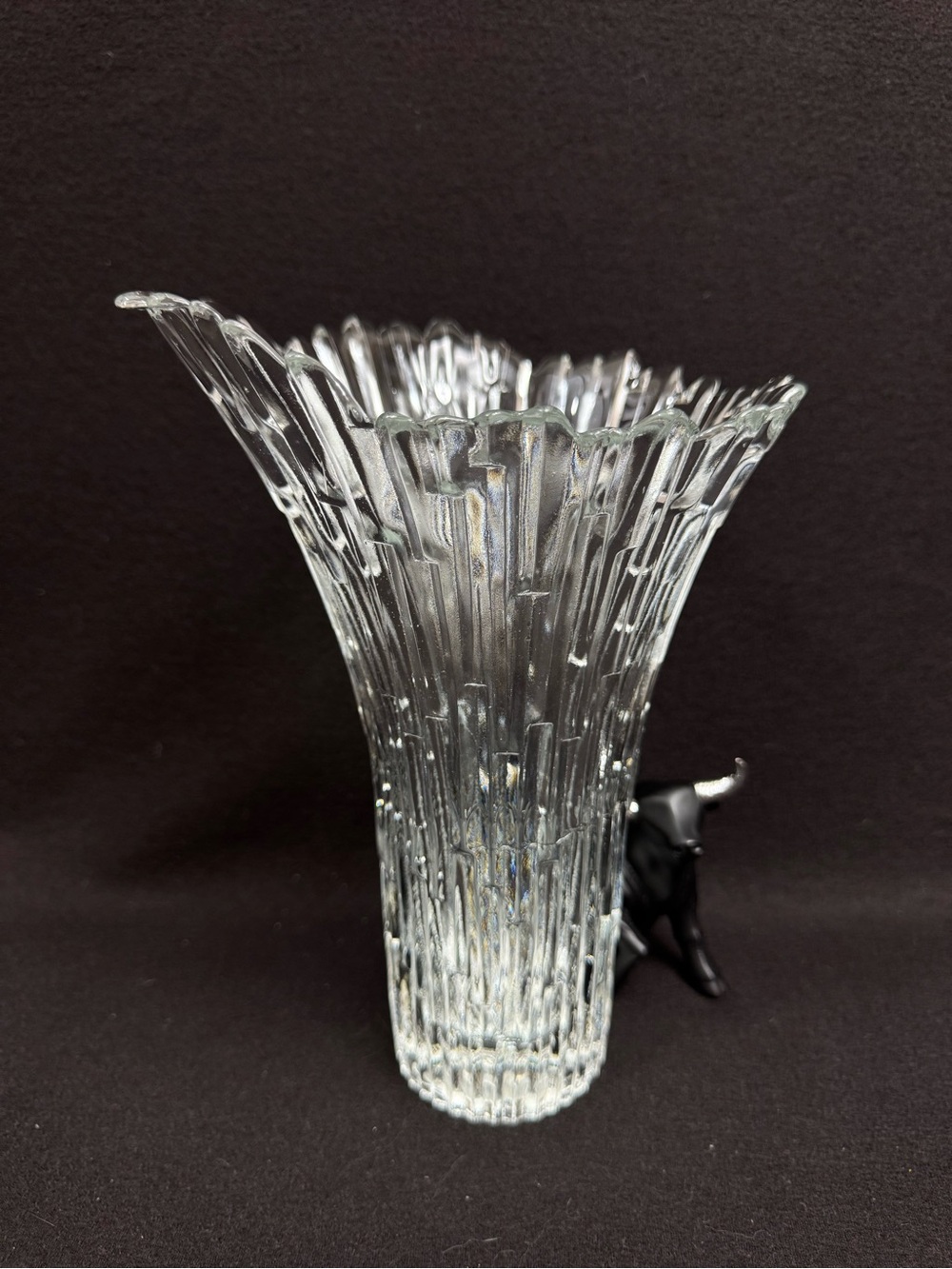 Clear Textured Glass Vase -